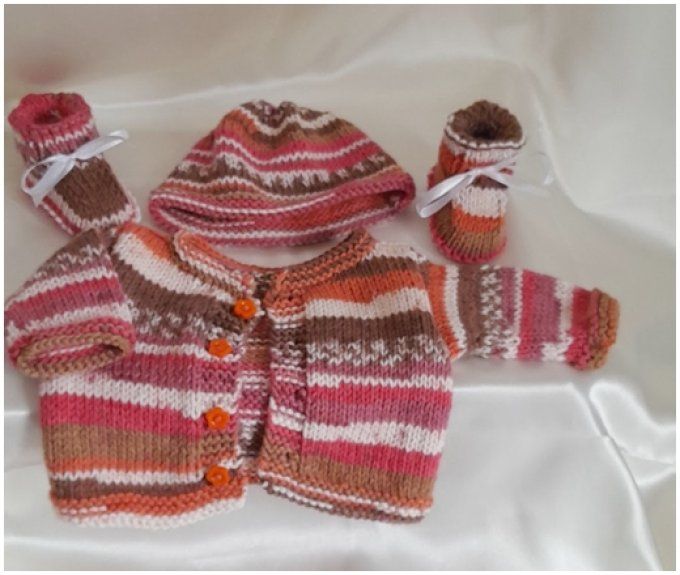 Coffret layette - Brassière, chausson et son bonnet 
