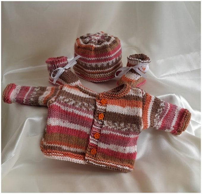 Coffret layette - Brassière, chausson et son bonnet 