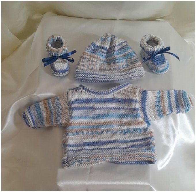 Coffret layette - Brassière, chausson et son bonnet 