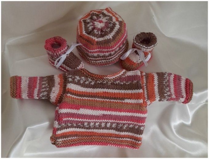 Coffret layette - Brassière, chausson et son bonnet 