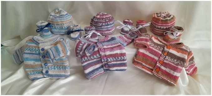 Coffret layette - Brassière, chausson et son bonnet 