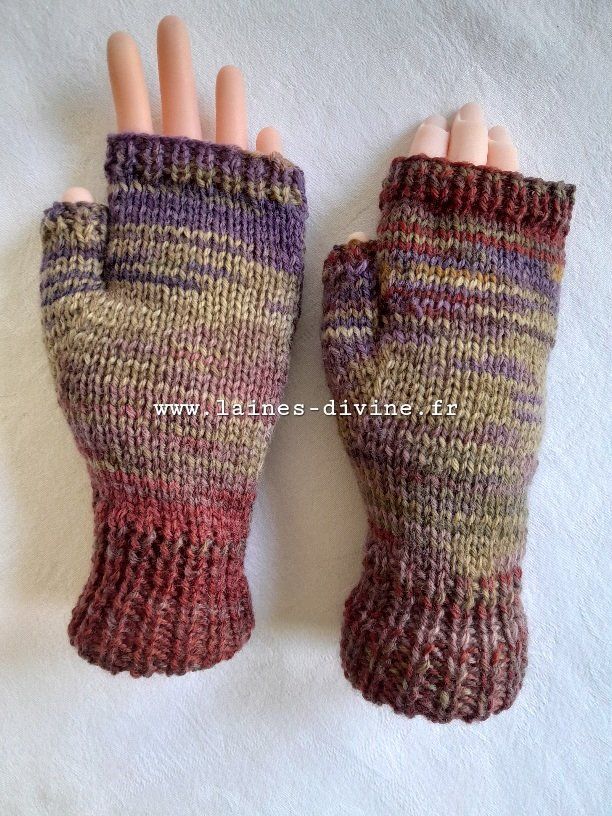 Mitaines femme en laine mérinos tricoté à la main
