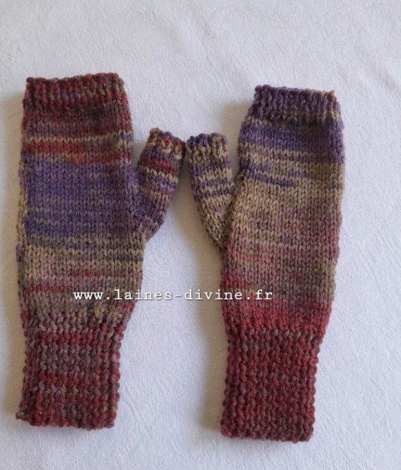 Mitaines femme en laine mérinos tricoté à la main