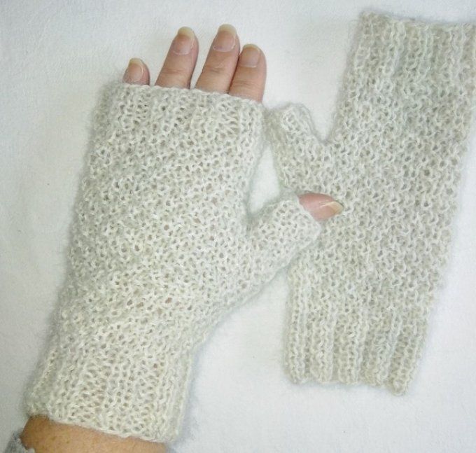 Mitaines avec pouce en laine alpaga, mohair et soie 