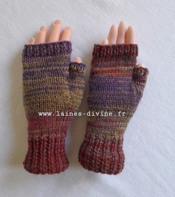 Mitaines femme en laine mérinos tricoté à la main