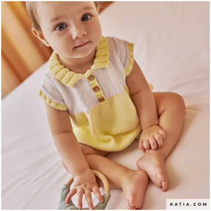 Modèle tricot robe bébé à col polo