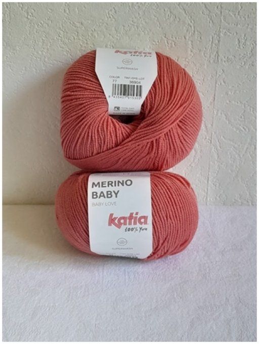 Laine KATIA MERINO BABY  77 orangé rose