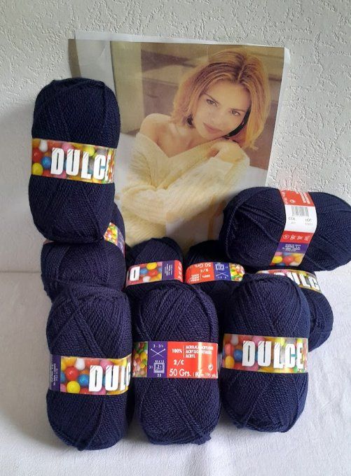 Kit tricot Laine DULCE Lanas Stop 411 bleu marine