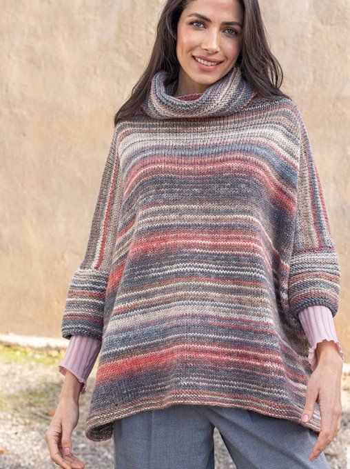 Maxi poncho avec ses manches tricoter sur-mesure