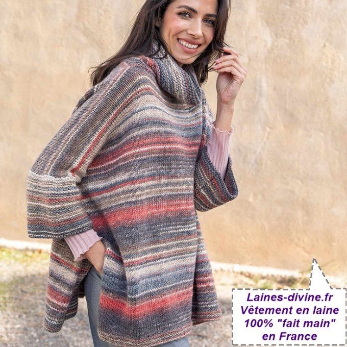 Maxi poncho avec ses manches tricoter sur-mesure