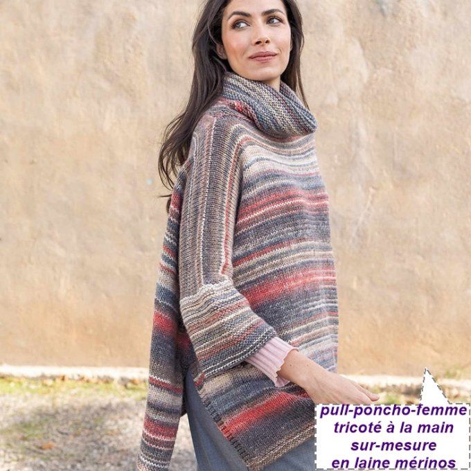 Maxi poncho avec ses manches tricoter sur-mesure