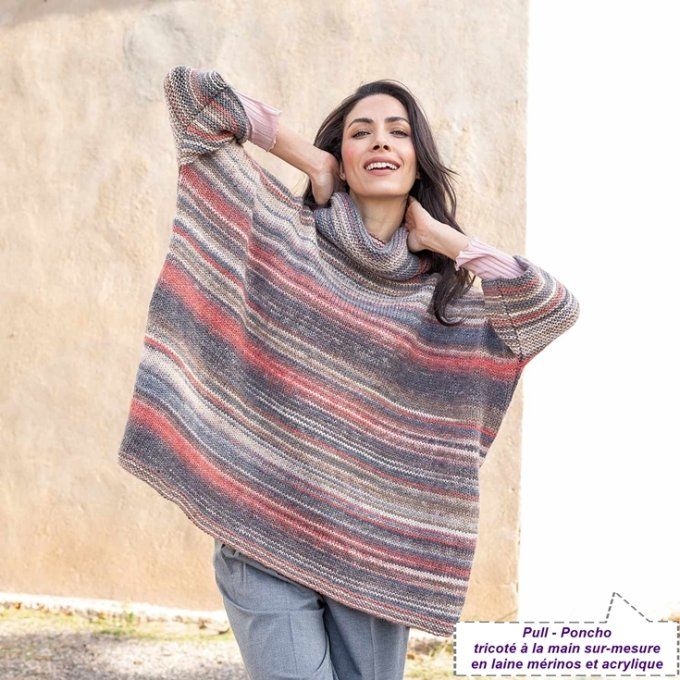 Maxi poncho avec ses manches tricoter sur-mesure