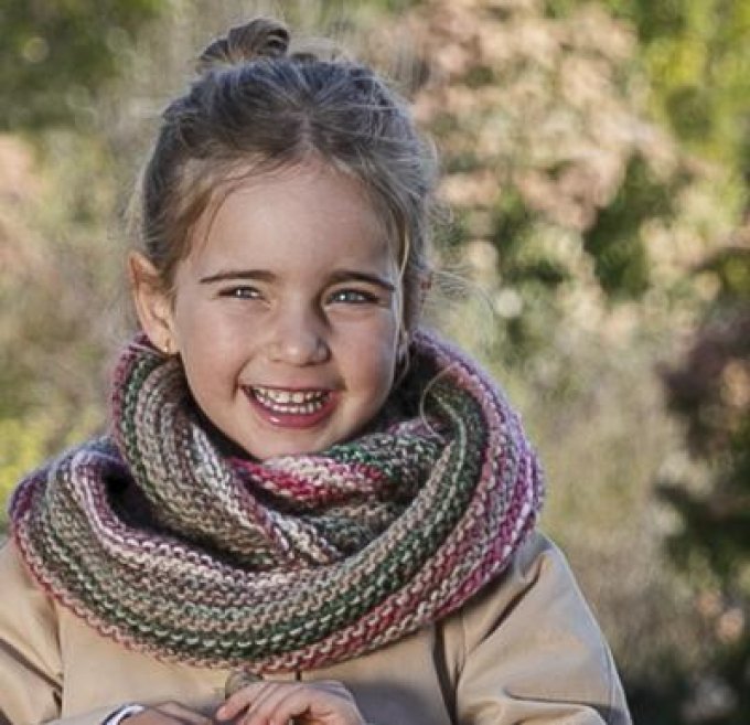 Snood enfant fait main en laine et acrylique " Gigi "
