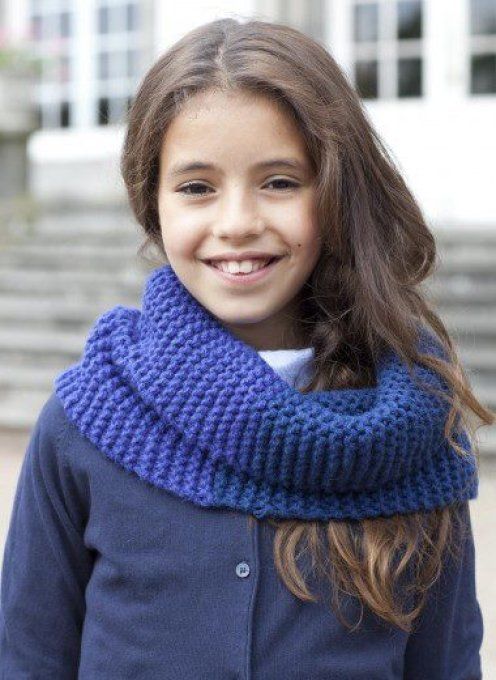 Snood enfant tricoté en laine mérinos " Rosie "