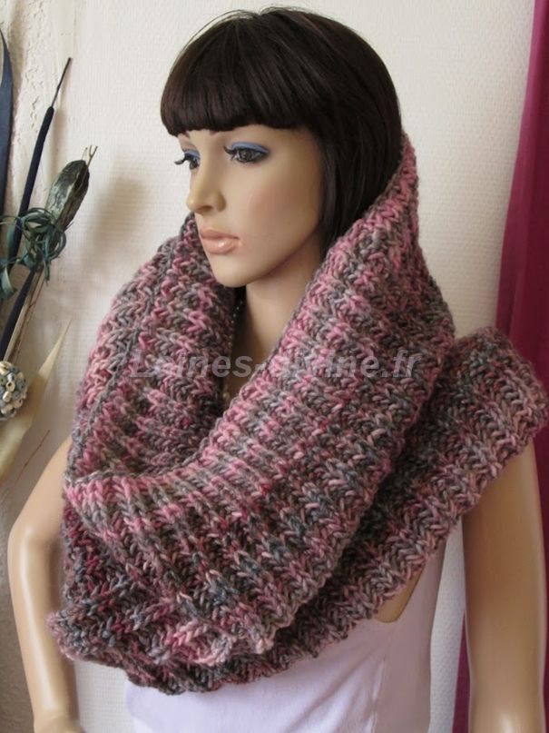 Snood femme tricoté en laine et acrylique 