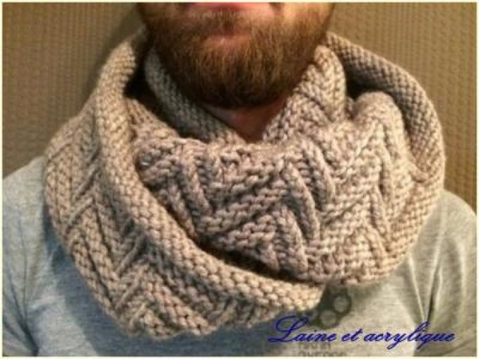 Snood homme tricoté main en  laine épaisse " Stanislas "