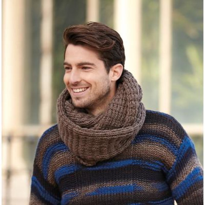 Snood homme tricoter en laine tweed - Laines-divine