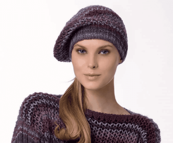 Kit tricoter un béret en Laine Katia Broadway 91  marron