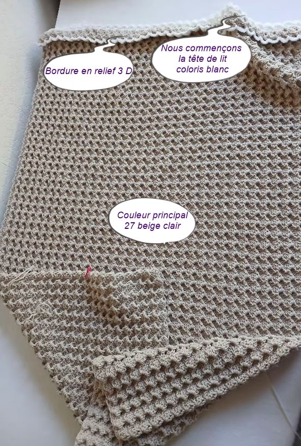 couverture layette fait main en laine mérinos coloris 27 beige clair